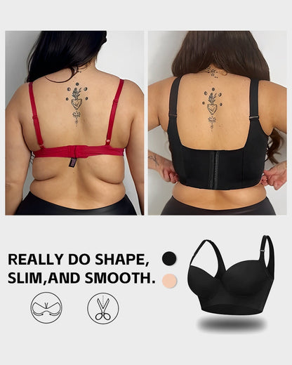[2-Pack] Extra Firm High Compression Full Cup Push Up Bra - Tan+Black